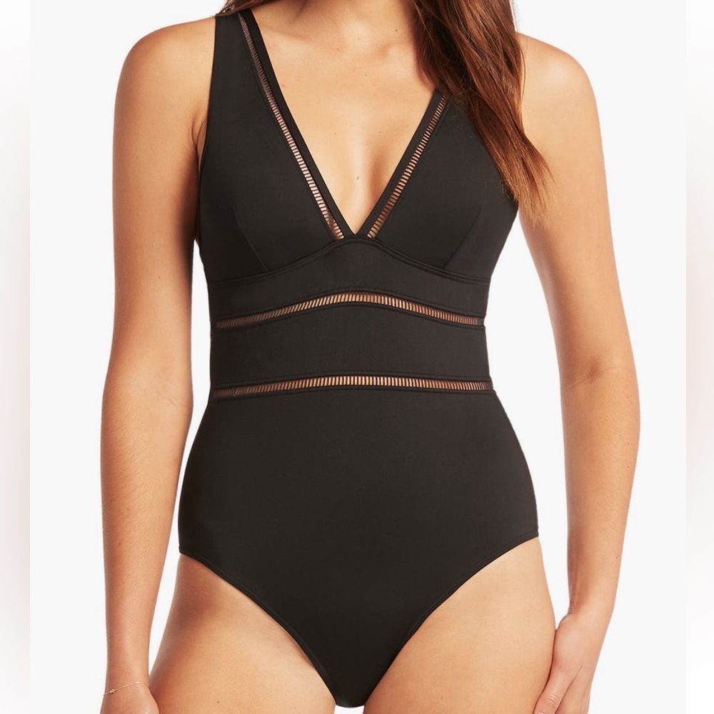 Sea Level Spliced Plunge One-Piece